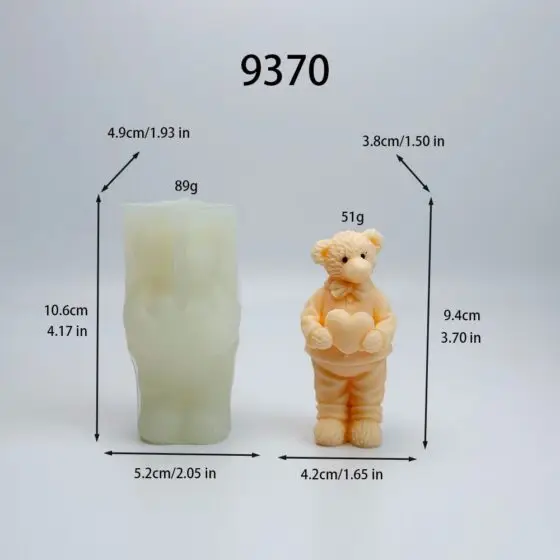 teddy bear with heart silicone mold - 9370 | baike silicone mold manufacturer