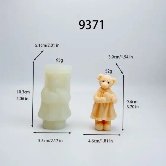 teddy bear with dress silicone mold - 9371 | baike silicone mold manufacturer