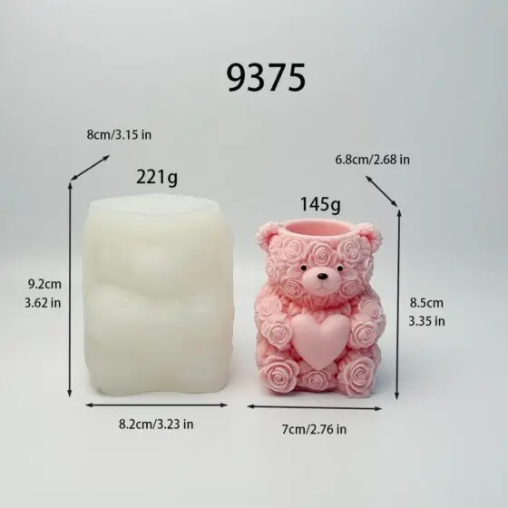 rose bear container silicone mold - 9375 | baike silicone mold manufacturer