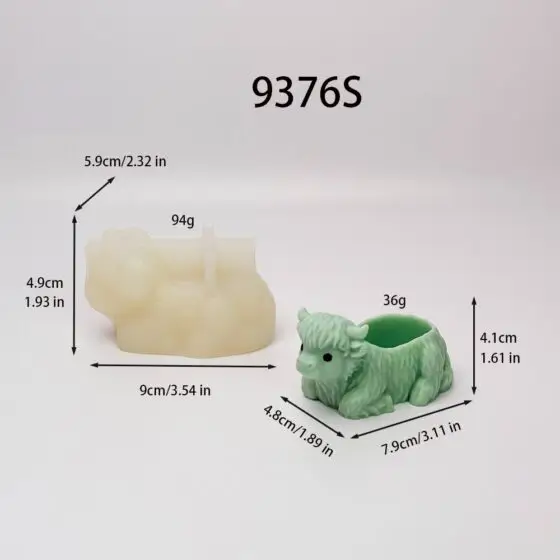 highland cow container silicone mold - 9376s | baike silicone mold manufacturer