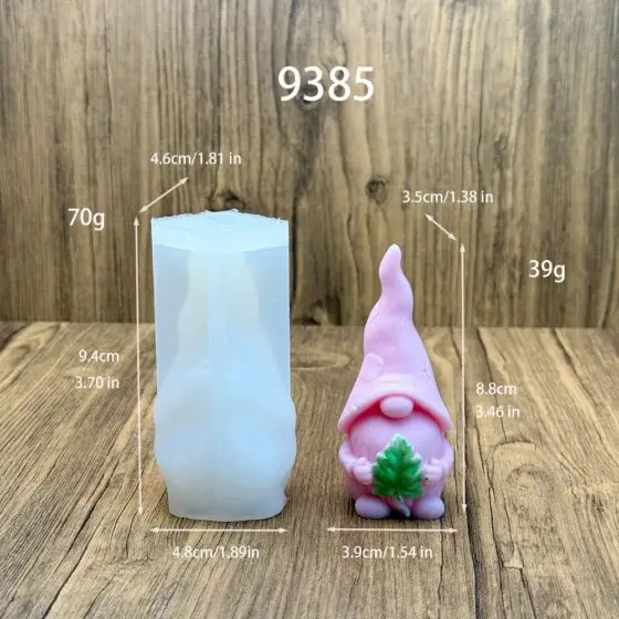 gnome with leaf silicone mold - 9385 | baike silicone mold manufacturer