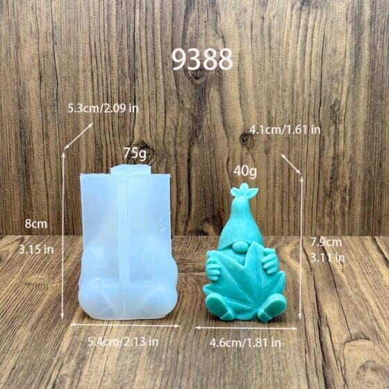 gnome with leaf silicone mold - 9388 | baike silicone mold manufacturer