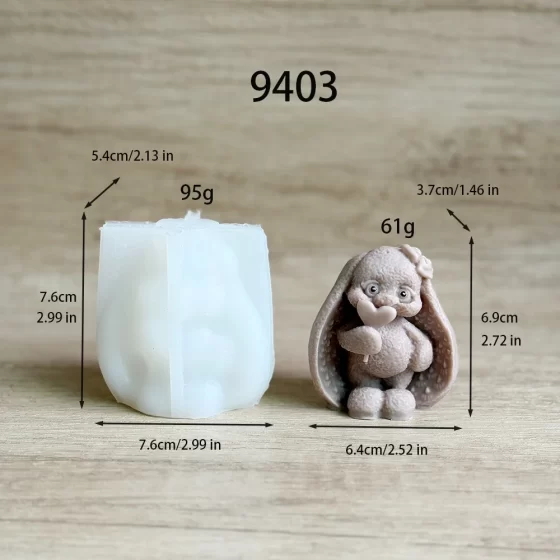 cute bunny silicone mold for candle soap resin - 9403 | baike silicone mold manufacturer