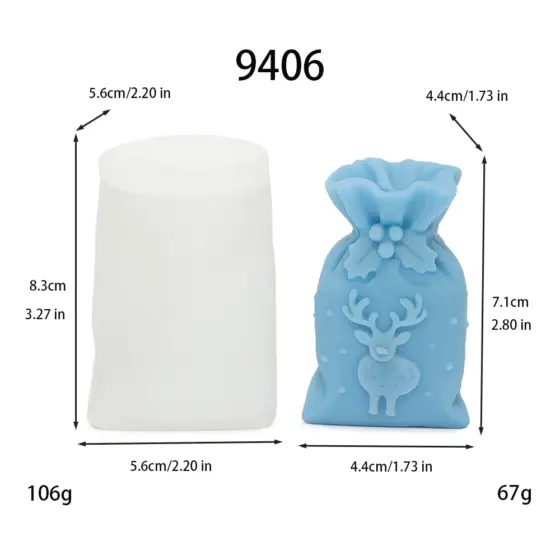 christmas gift bag silicone mold with reindeer - 9406 | baike silicone mold manufacturer