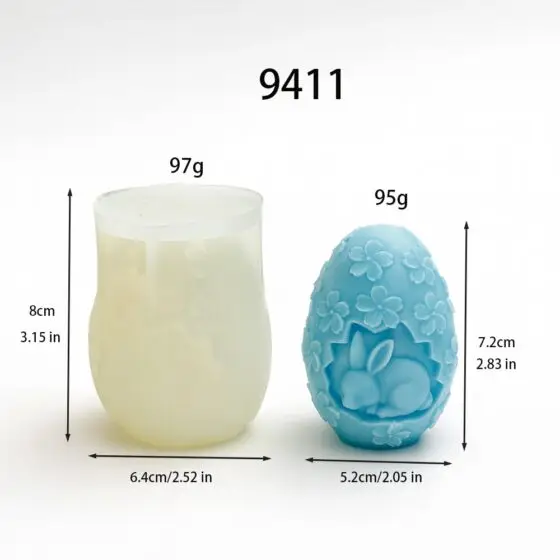 easter egg silicone mold with bunny - 9411 | baike silicone mold manufacturer