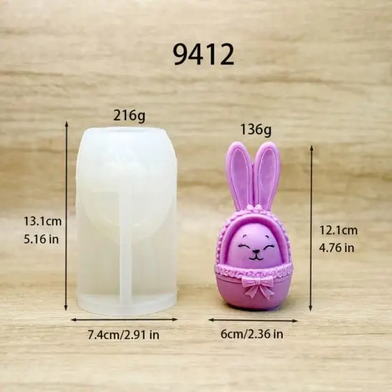easter bunny silicone mold - cute rabbit candle soap - 9412 | baike silicone mold manufacturer