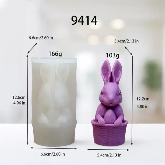 rabbit with egg in basket silicone mold - easter - 9414 | baike silicone mold manufacturer